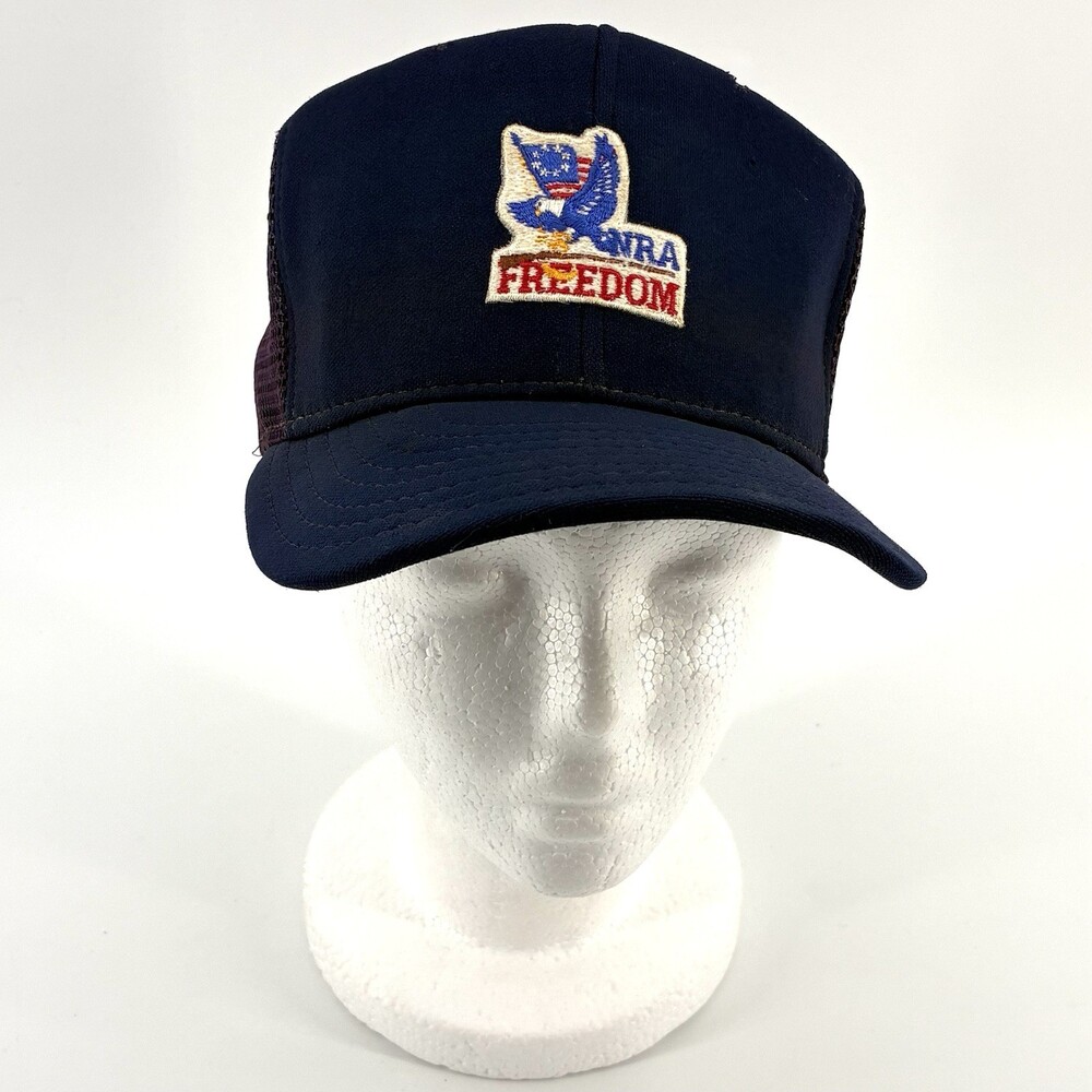 Vintage NRA Freedom Eagle Trucker Hat Snapback 70s 80s Americana (W9)